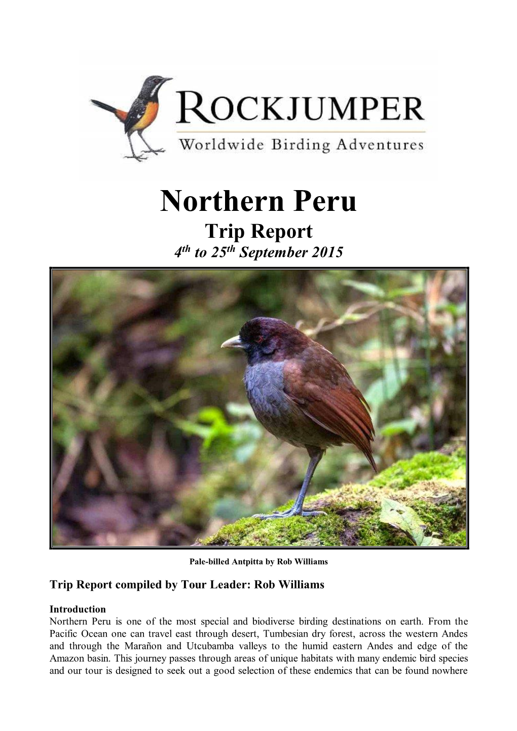 Northern Peru Trip Report 4Th to 25Th September 2015