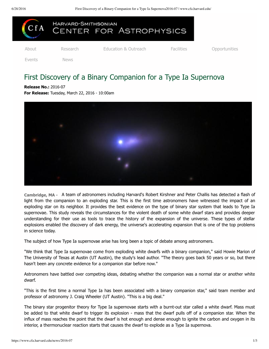 First Discovery of a Binary Companion F...Upernova2016-07 |