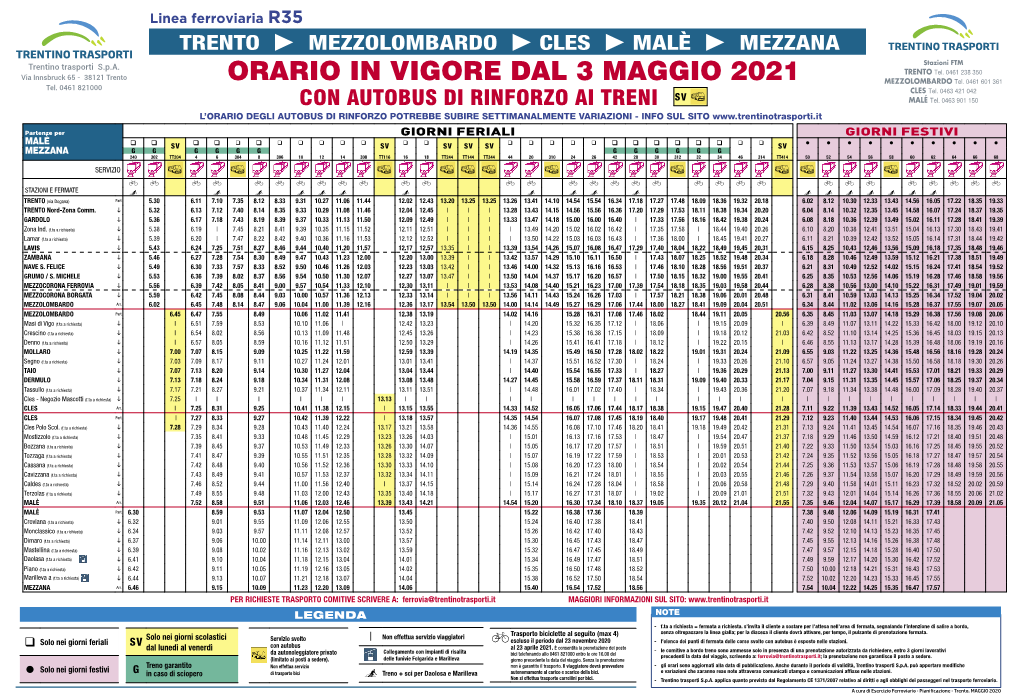 Con AUTOBUS Di Rinforzo Ai Treni SV Malé Tel