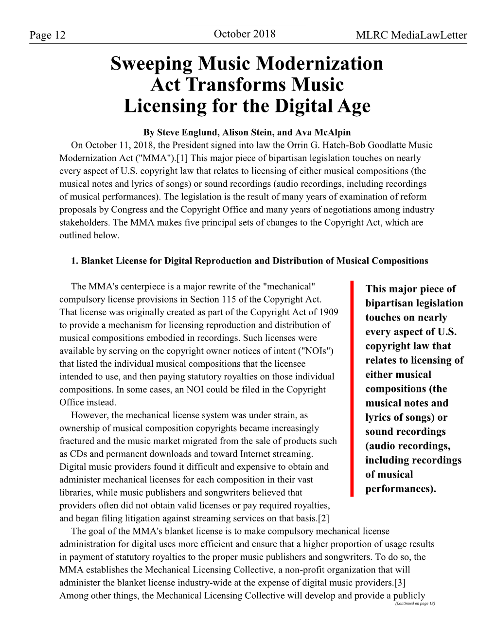 Sweeping Music Modernization Act Transforms Music Licensing for the Digital Age