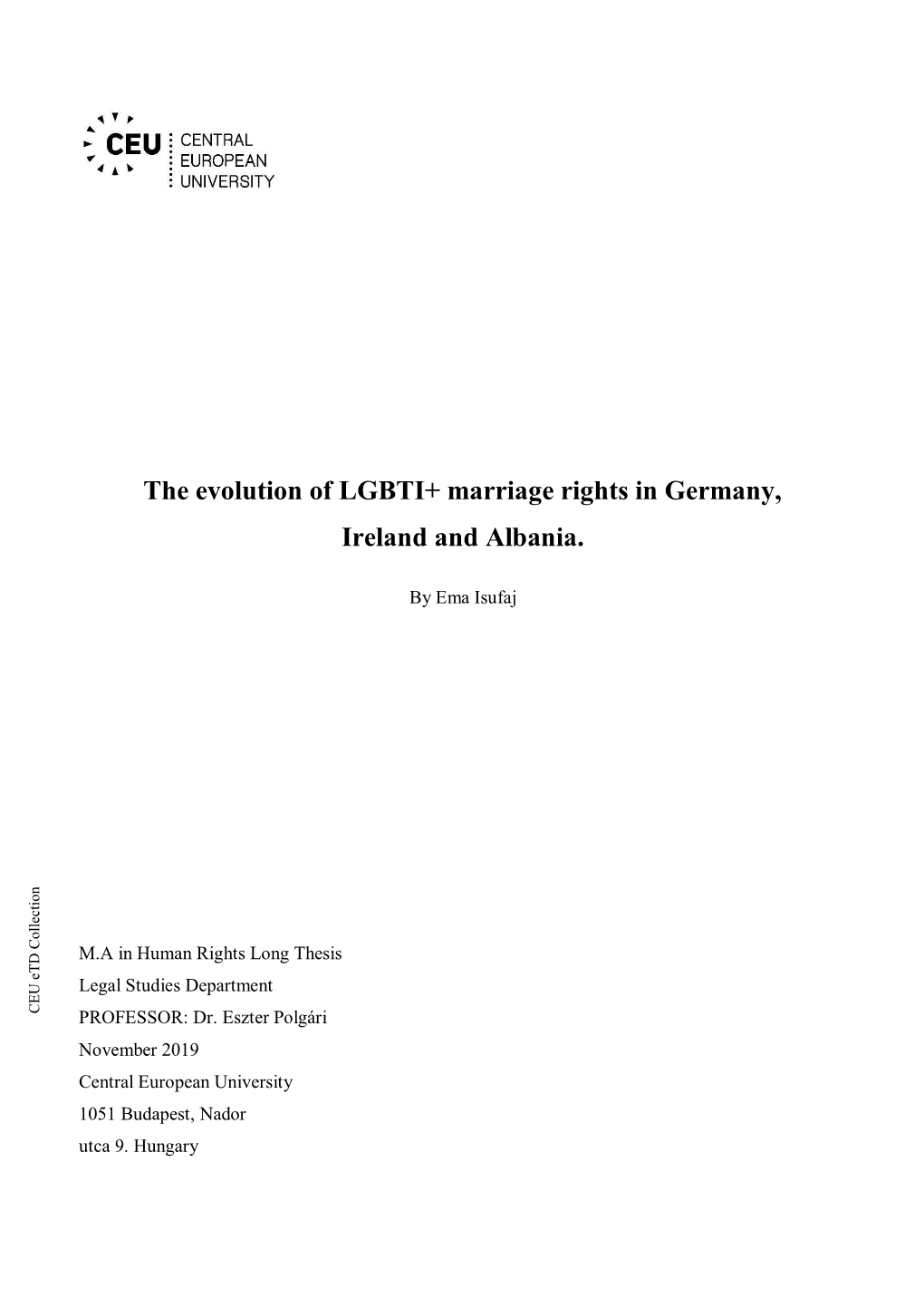The Evolution of LGBTI+ Marriage Rights in Germany, Ireland and Albania