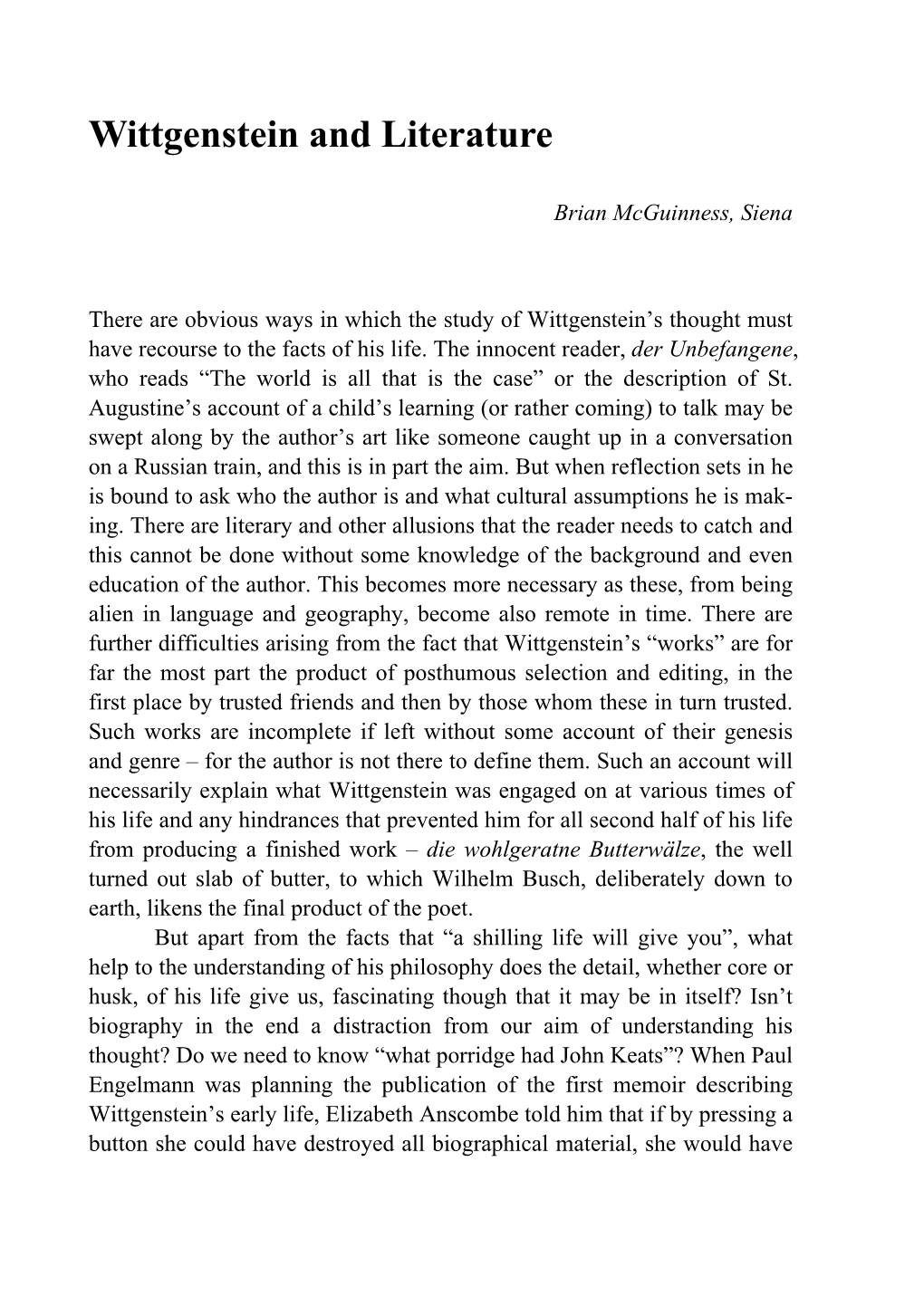Wittgenstein and Literature