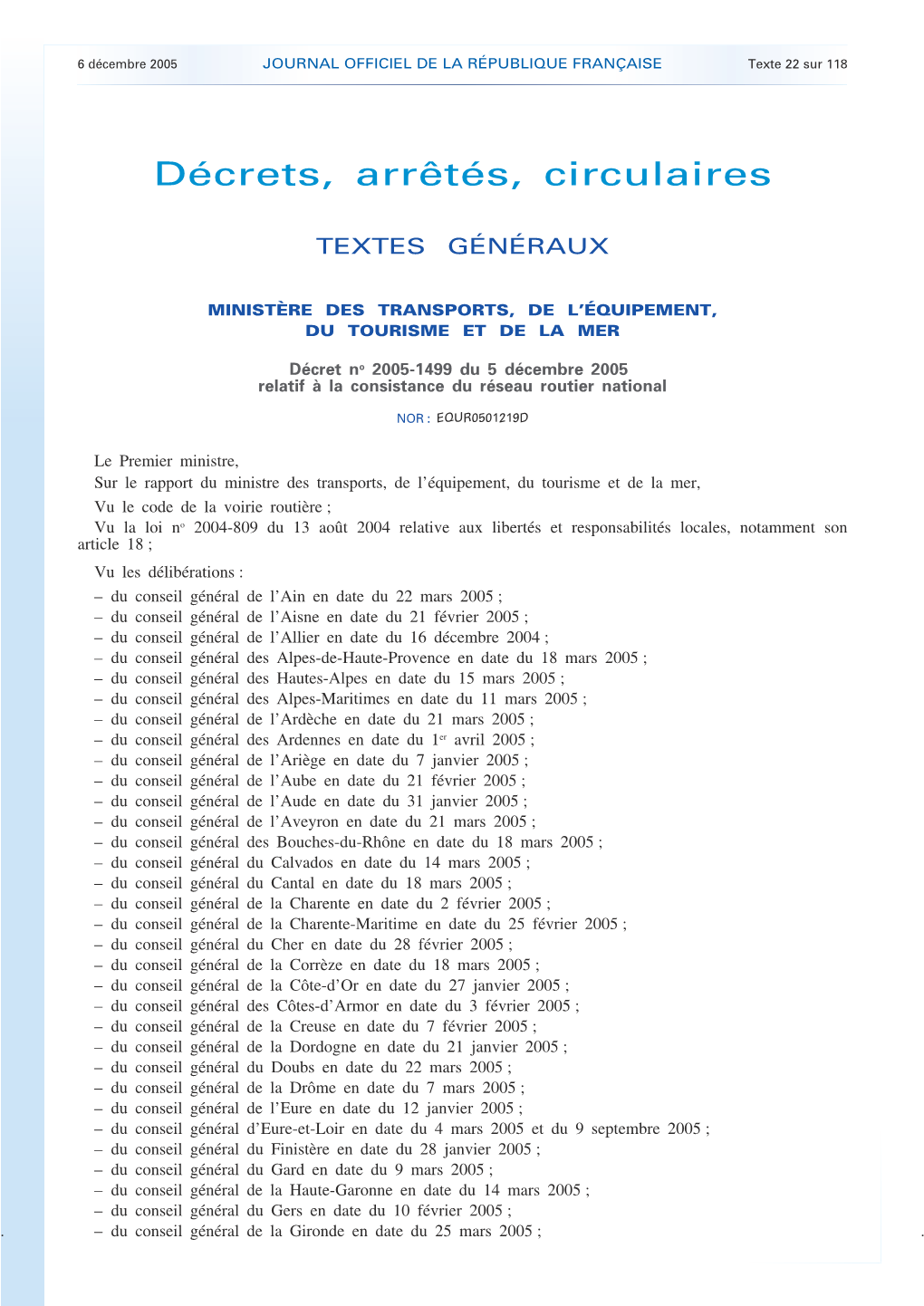 Décret N° 2005-1499 Du 5 Décembre 2005 Relatif La Consistance Du