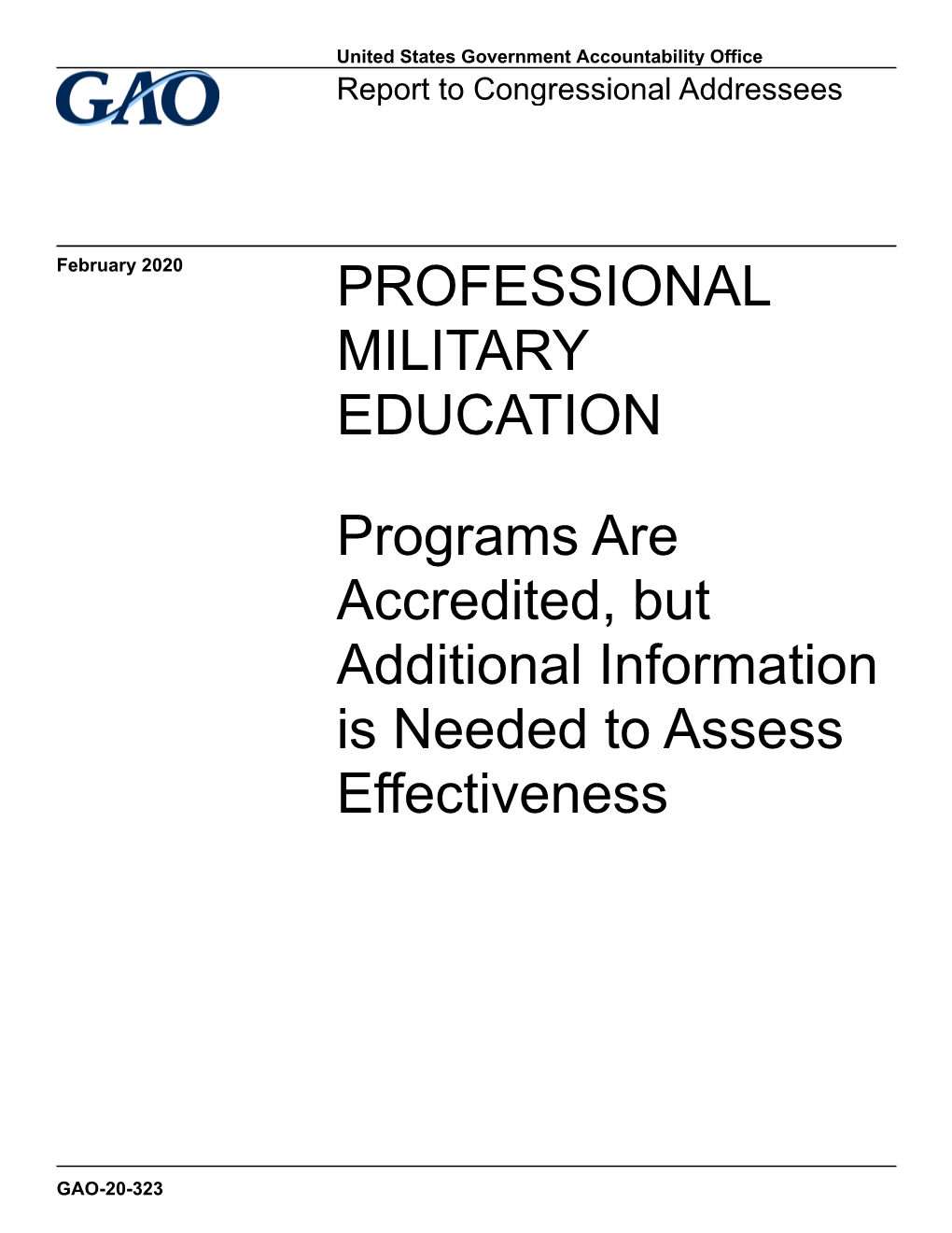 Gao- 20-323, Professional Military Education