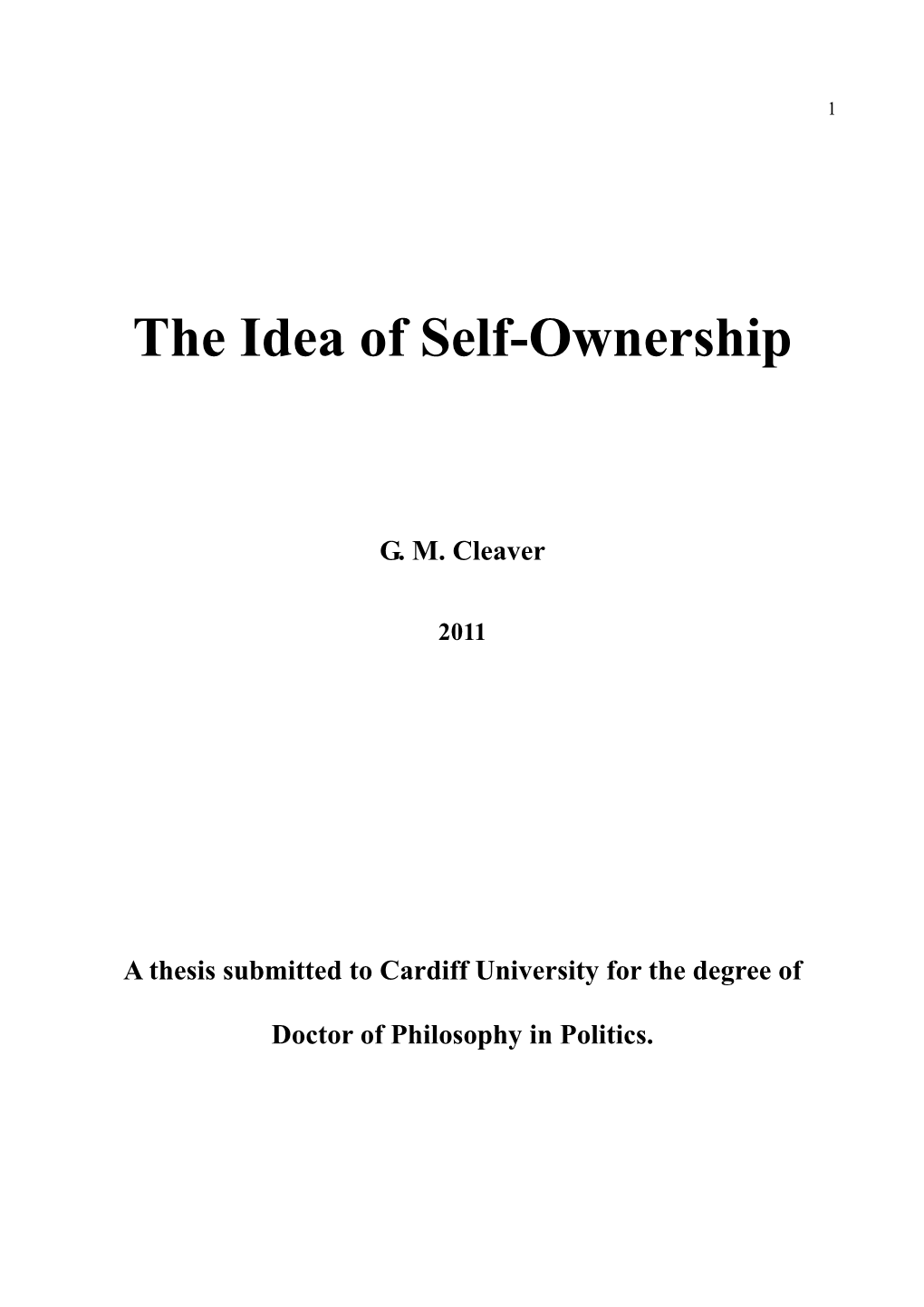 The Idea of Self-Ownership