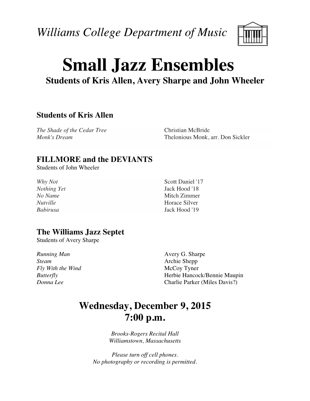F120915 Small Jazz Ensembles Program