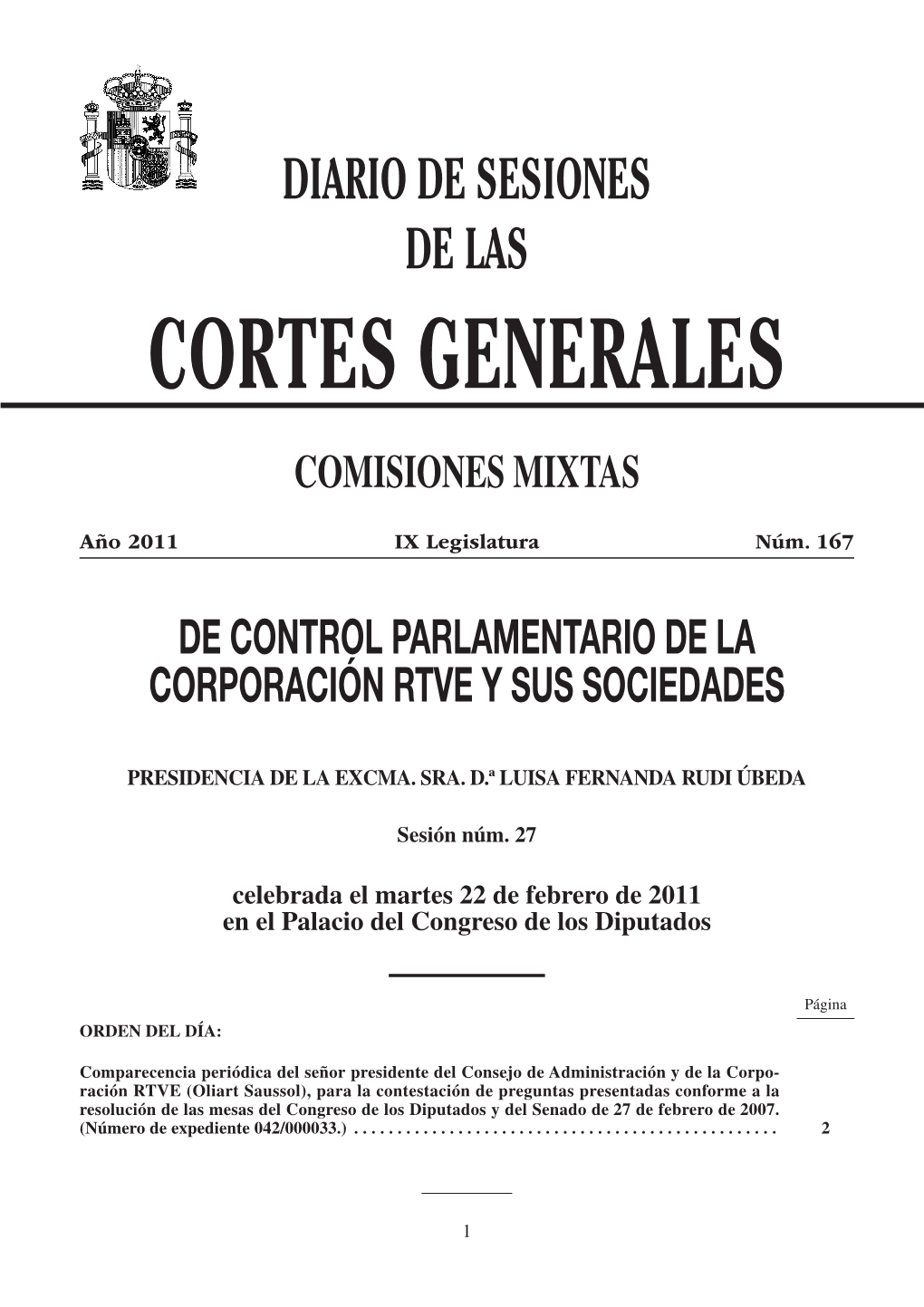 Cortes Generales Comisiones Mixtas