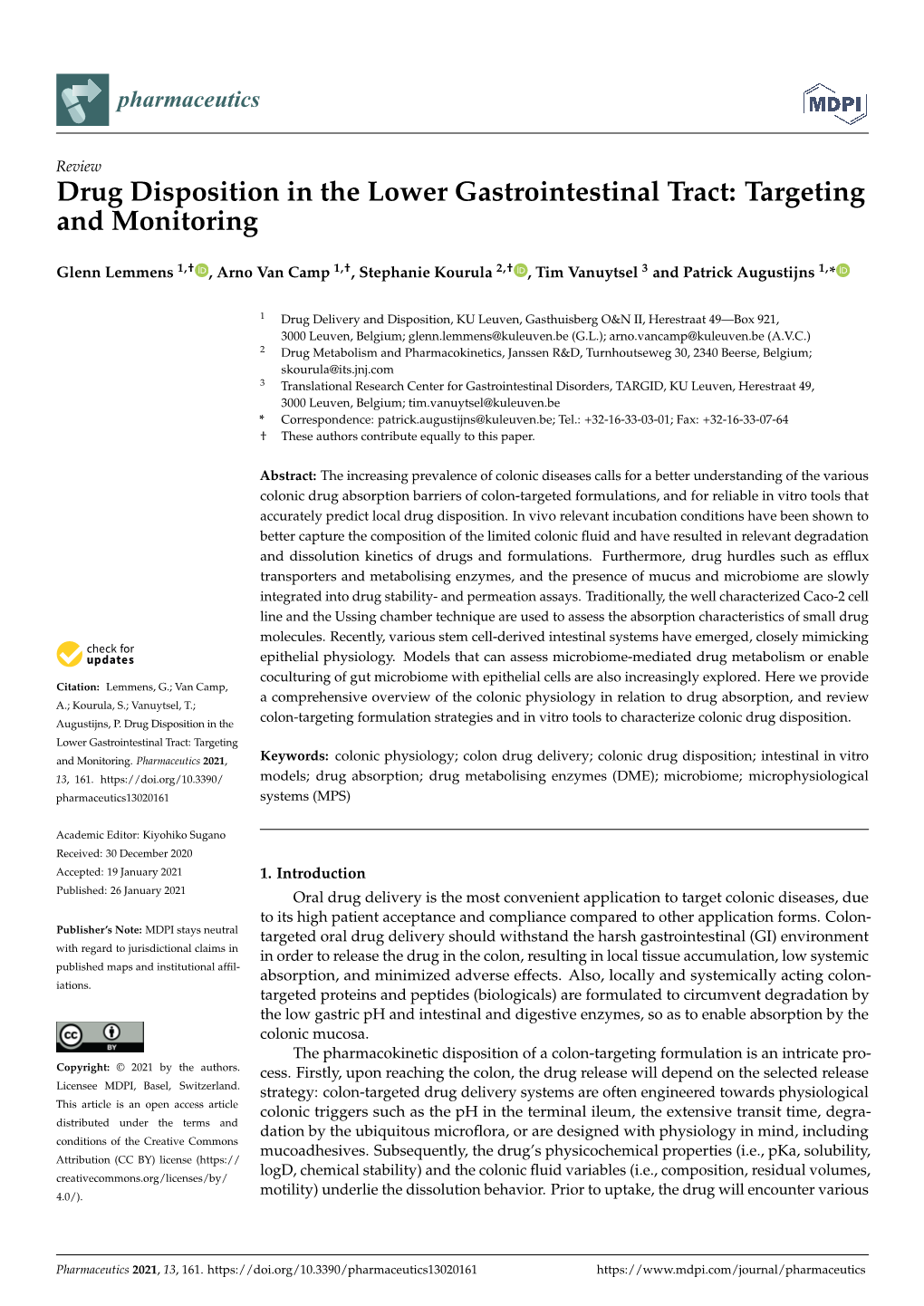 Drug Disposition in the Lower Gastrointestinal Tract: Targeting and Monitoring