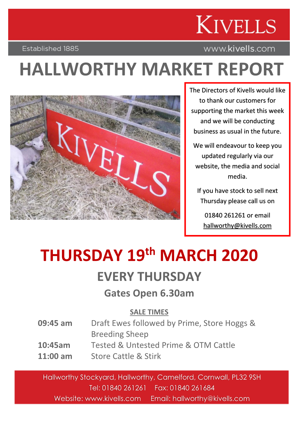 Hallworthy Market Report