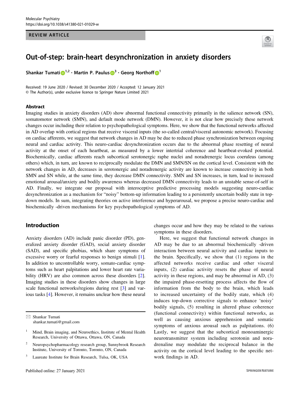 Brain-Heart Desynchronization in Anxiety Disorders