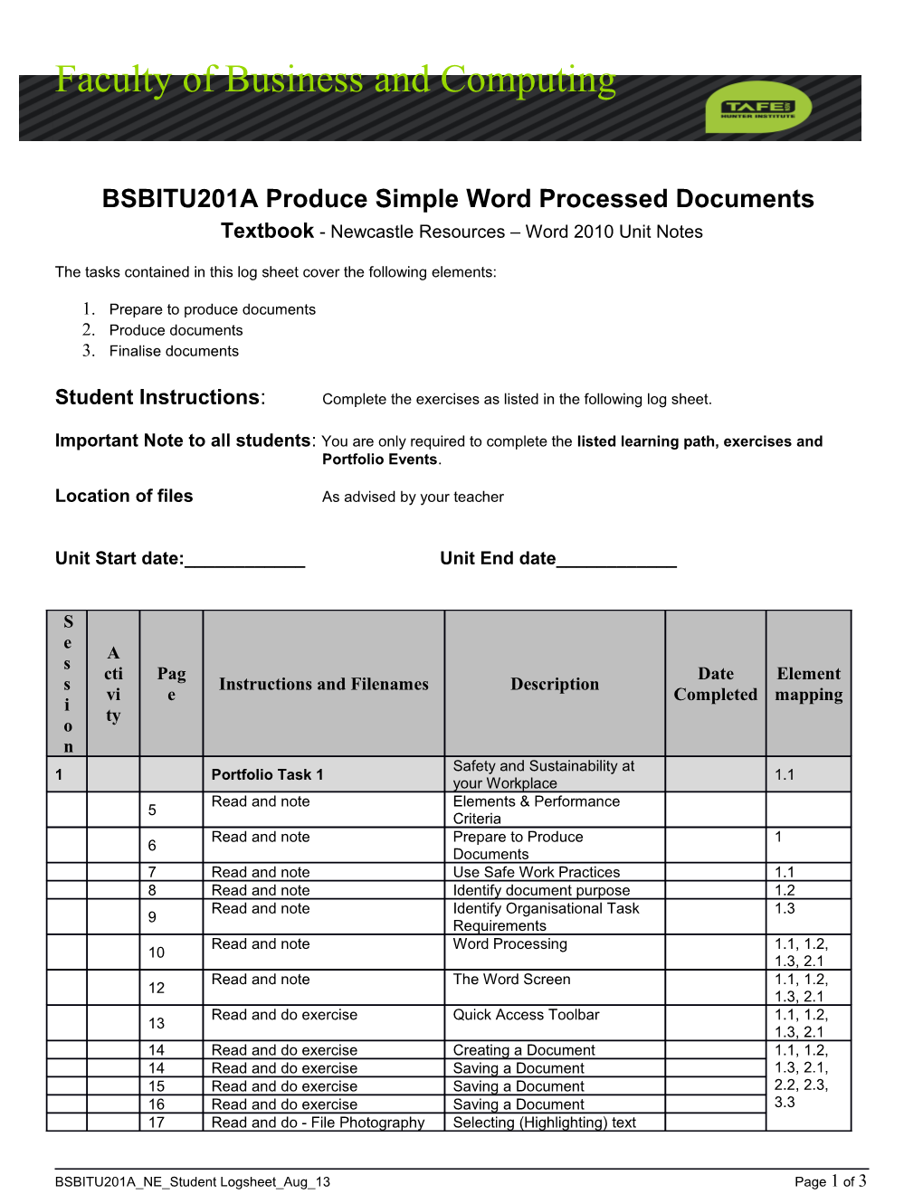 BSBITU201A Produce Simple Word Processed Documents