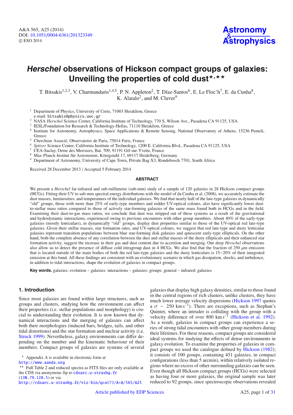 Herschel Observations of Hickson Compact Groups of Galaxies: Unveiling the Properties of Cold Dust�,