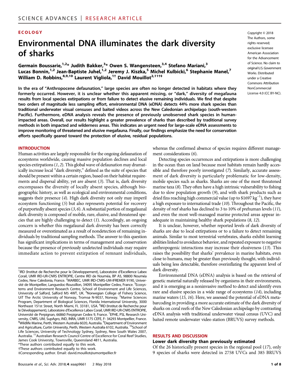 Environmental DNA Illuminates the Dark Diversity of Sharks