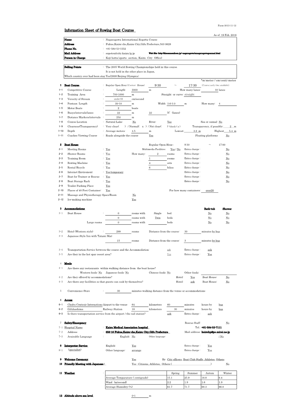 掲載用 海津市 Information of the Rowing Boat Course 180219.Xlsx