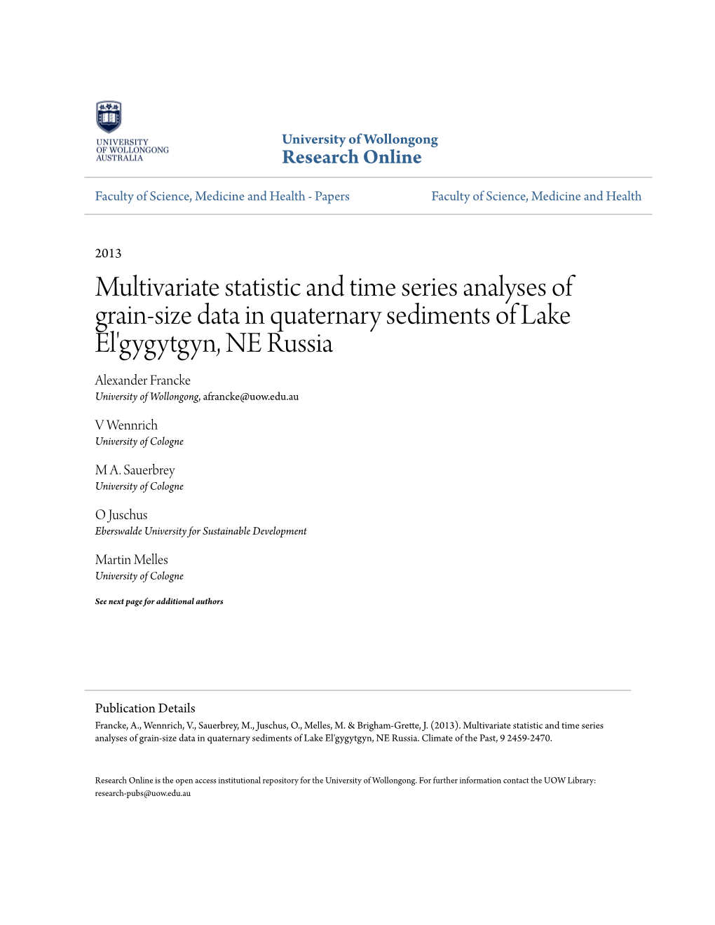 Multivariate Statistic and Time Series Analyses of Grain-Size Data In