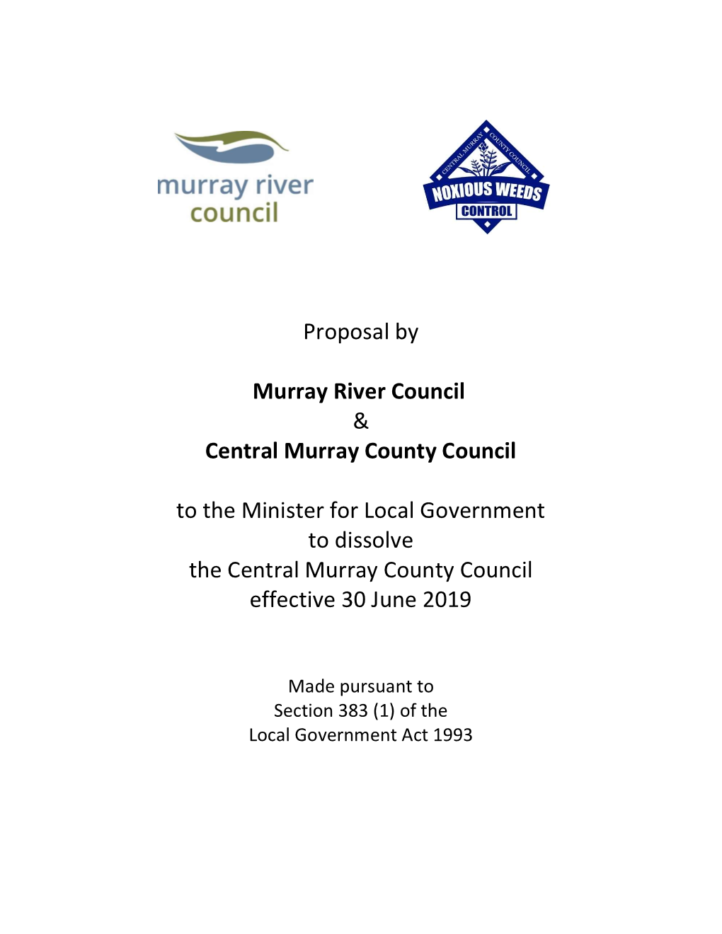 Item 1.1 Proposal to Dissolve Central Murray County Council