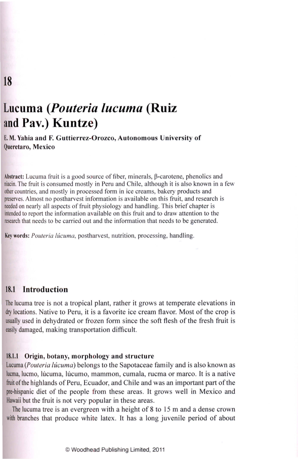 Lucuma (Pouteria Lucuma (Ruiz and Pav.) Kuntze) E.M
