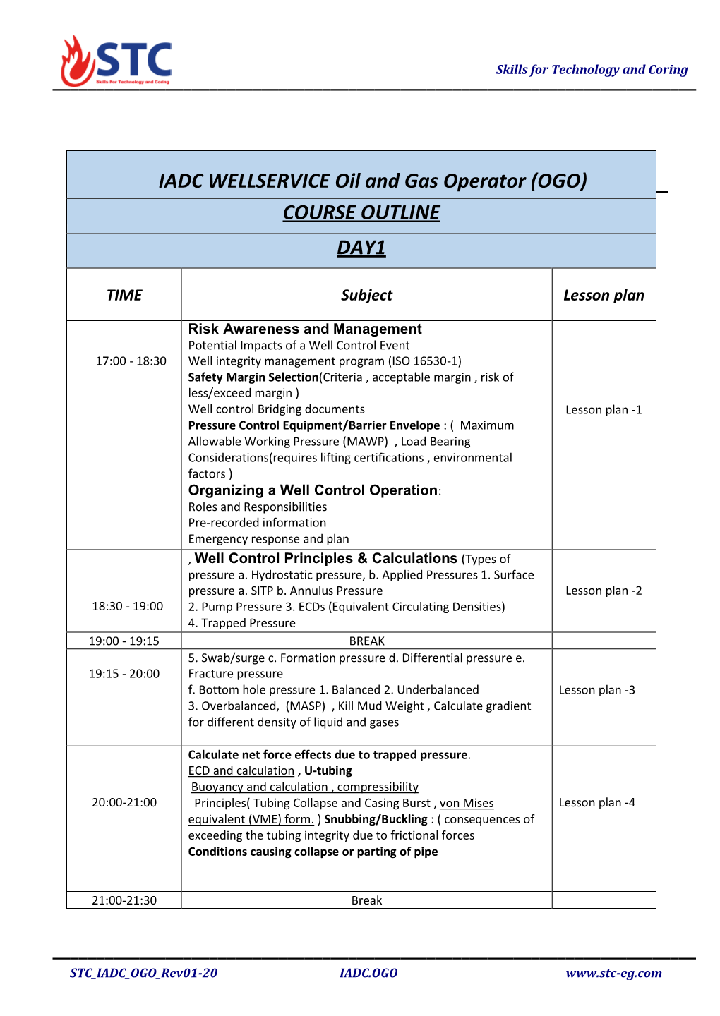 COURSE OUTLINE DAY1 IADC WELLSERVICE Oil and Gas