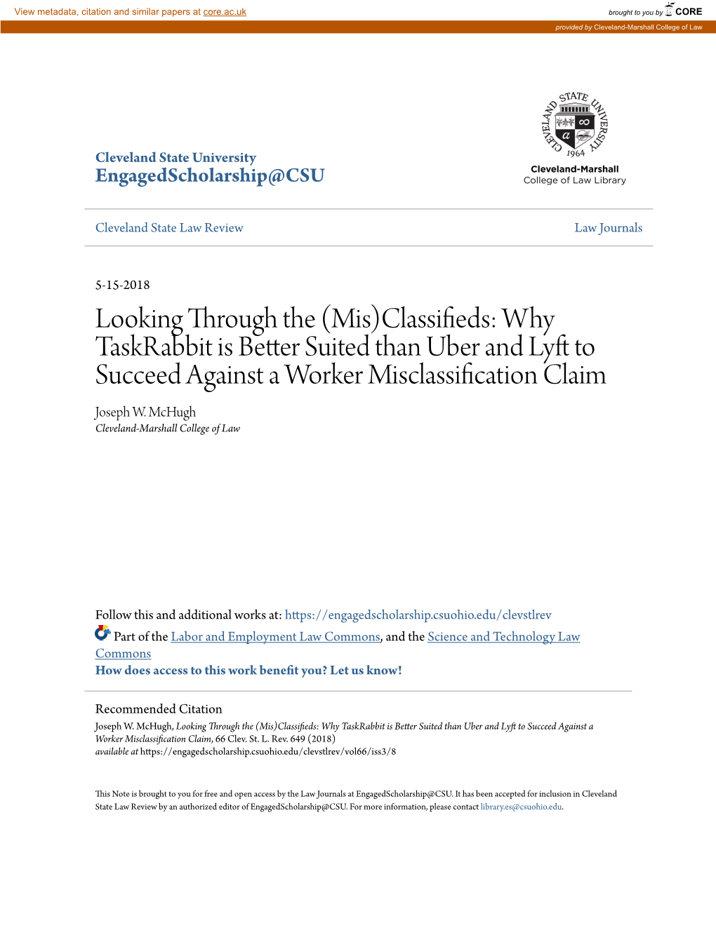 Why Taskrabbit Is Better Suited Than Uber and Lyft to Succeed Against a Worker Misclassification Claim