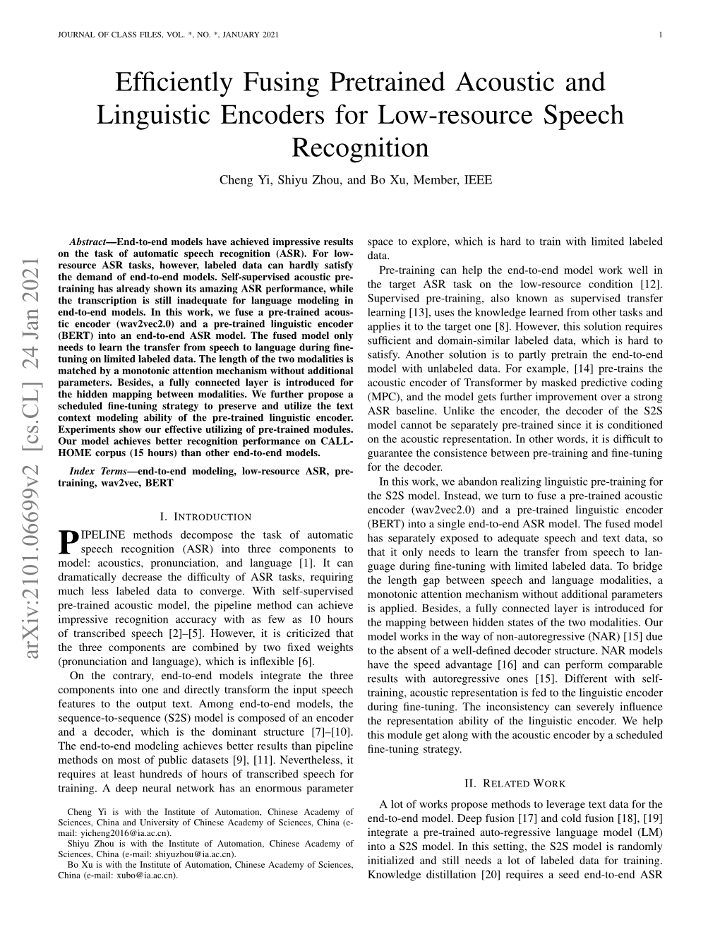 Efficiently Fusing Pretrained Acoustic and Linguistic Encoders for Low