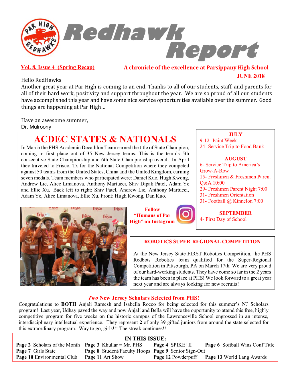 Redhawk Report