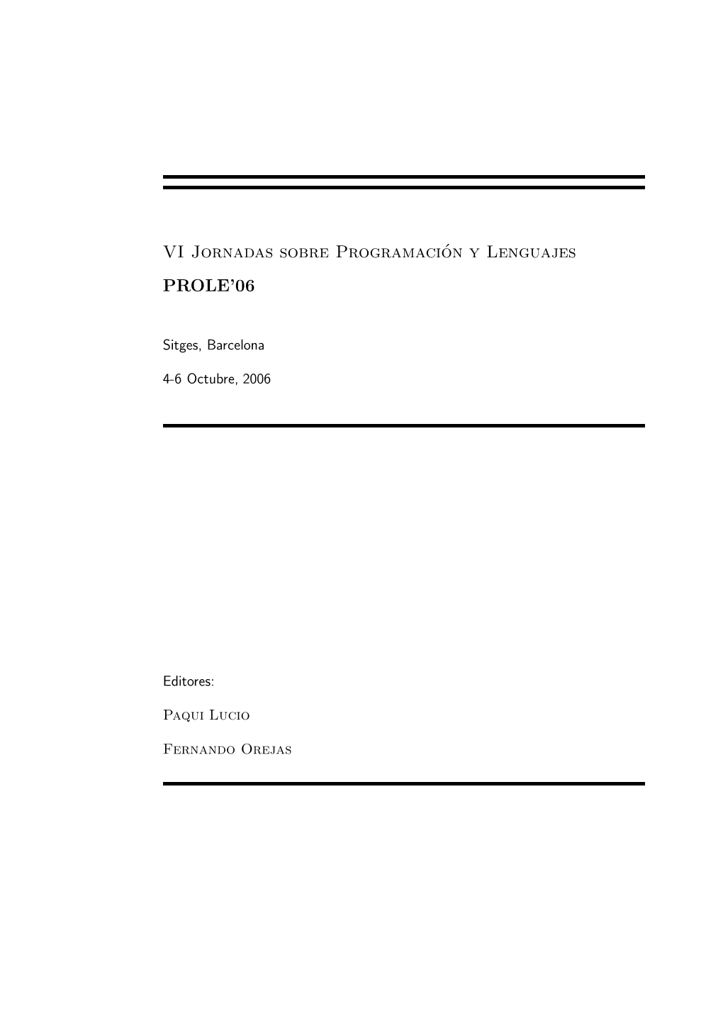 VI Jornadas Sobre Programación Y Lenguajes PROLE'06