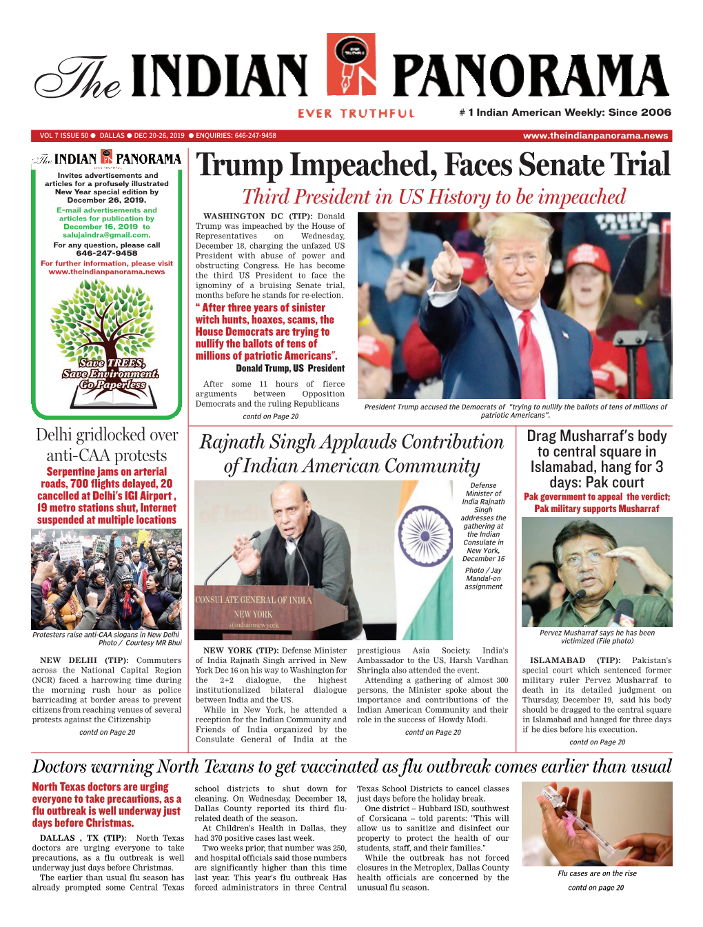 Trump Impeached, Faces Senate Trial Articles for a Profusely Illustrated New Year Special Edition by December 26, 2019