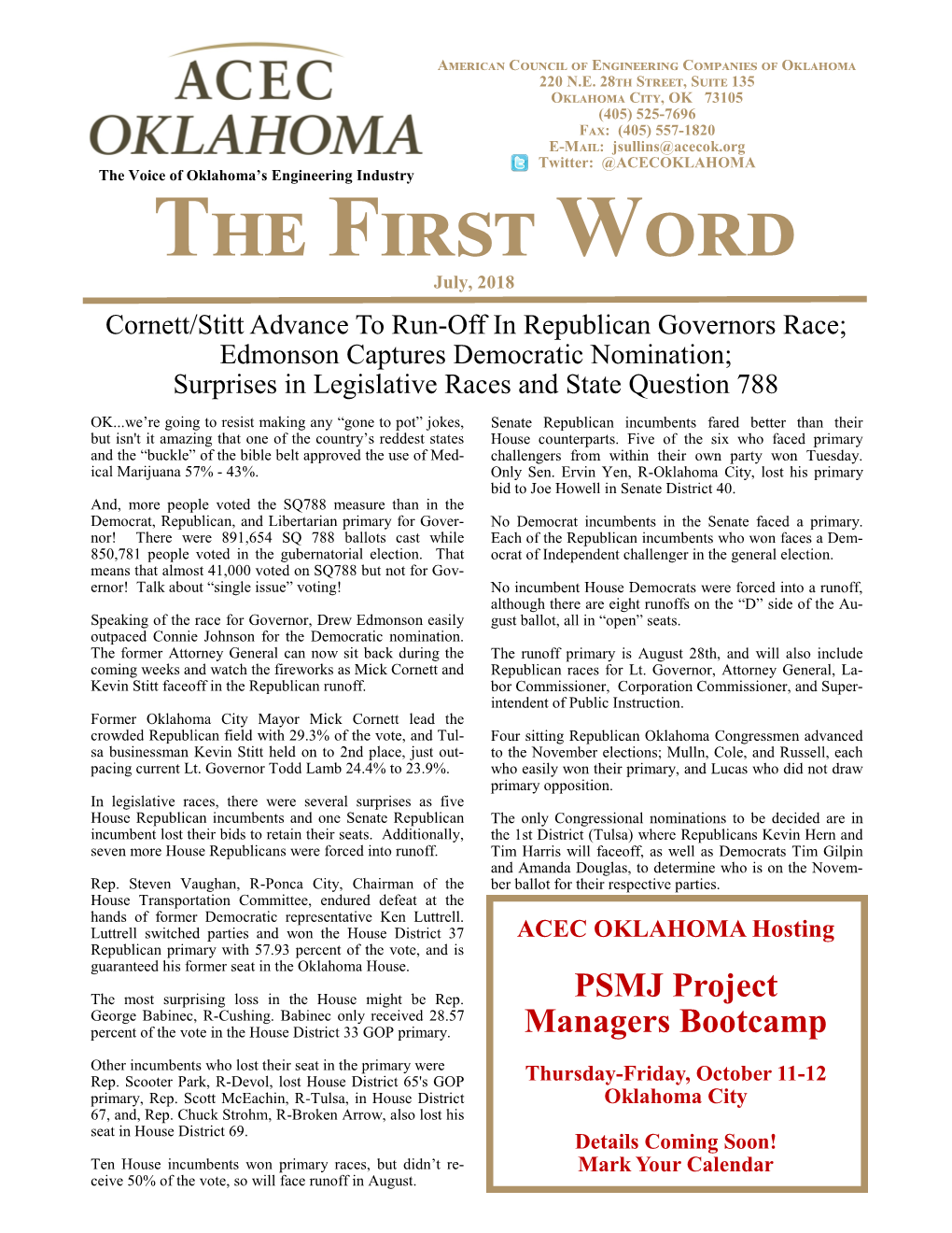 The First Word, July, 2018