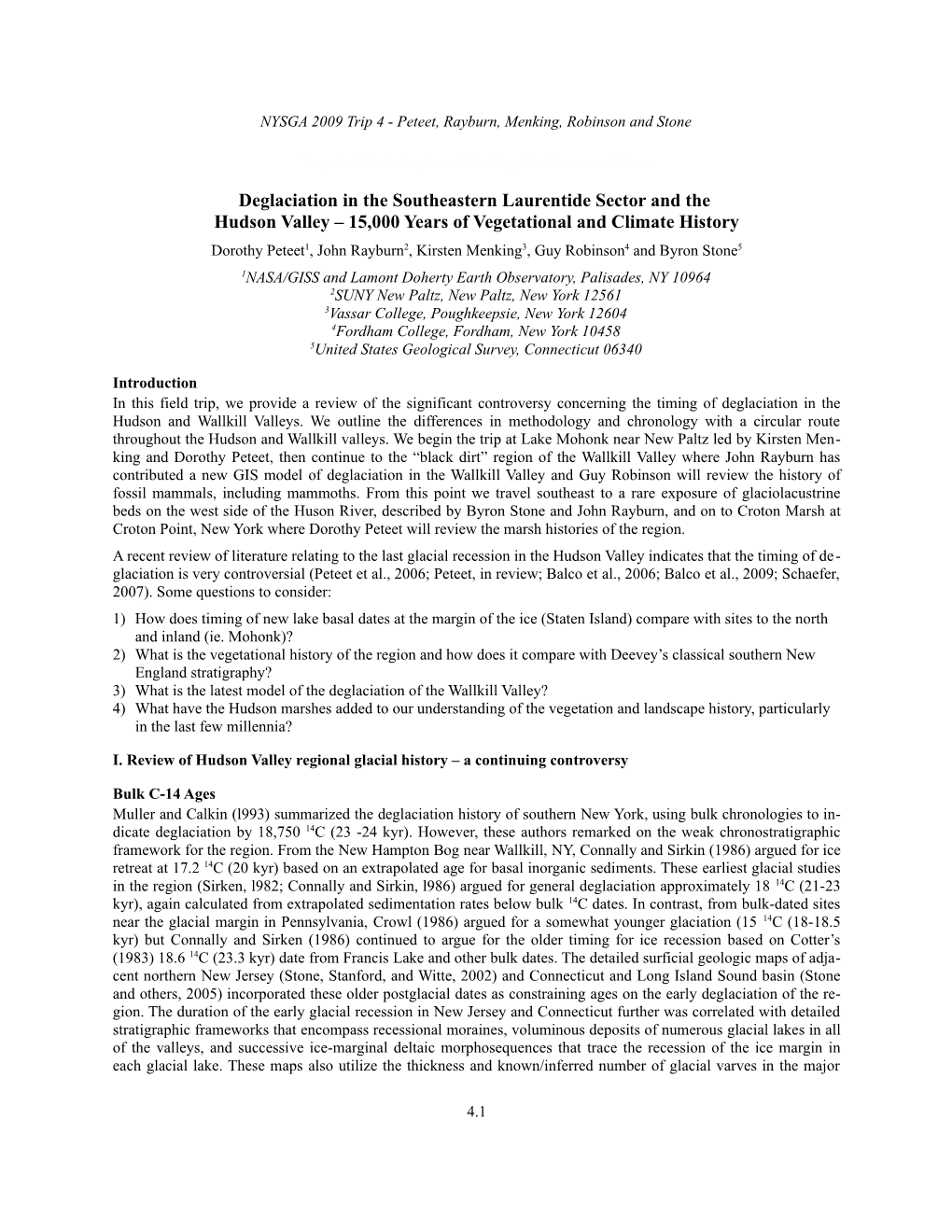 Deglaciation in the Southeastern Laurentide Sector and the Hudson