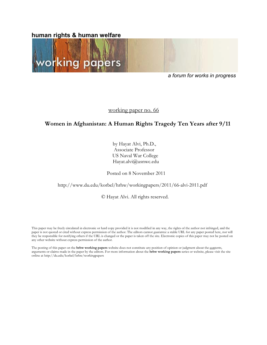 Women in Afghanistan: a Human Rights Tragedy Ten Years After 9/11