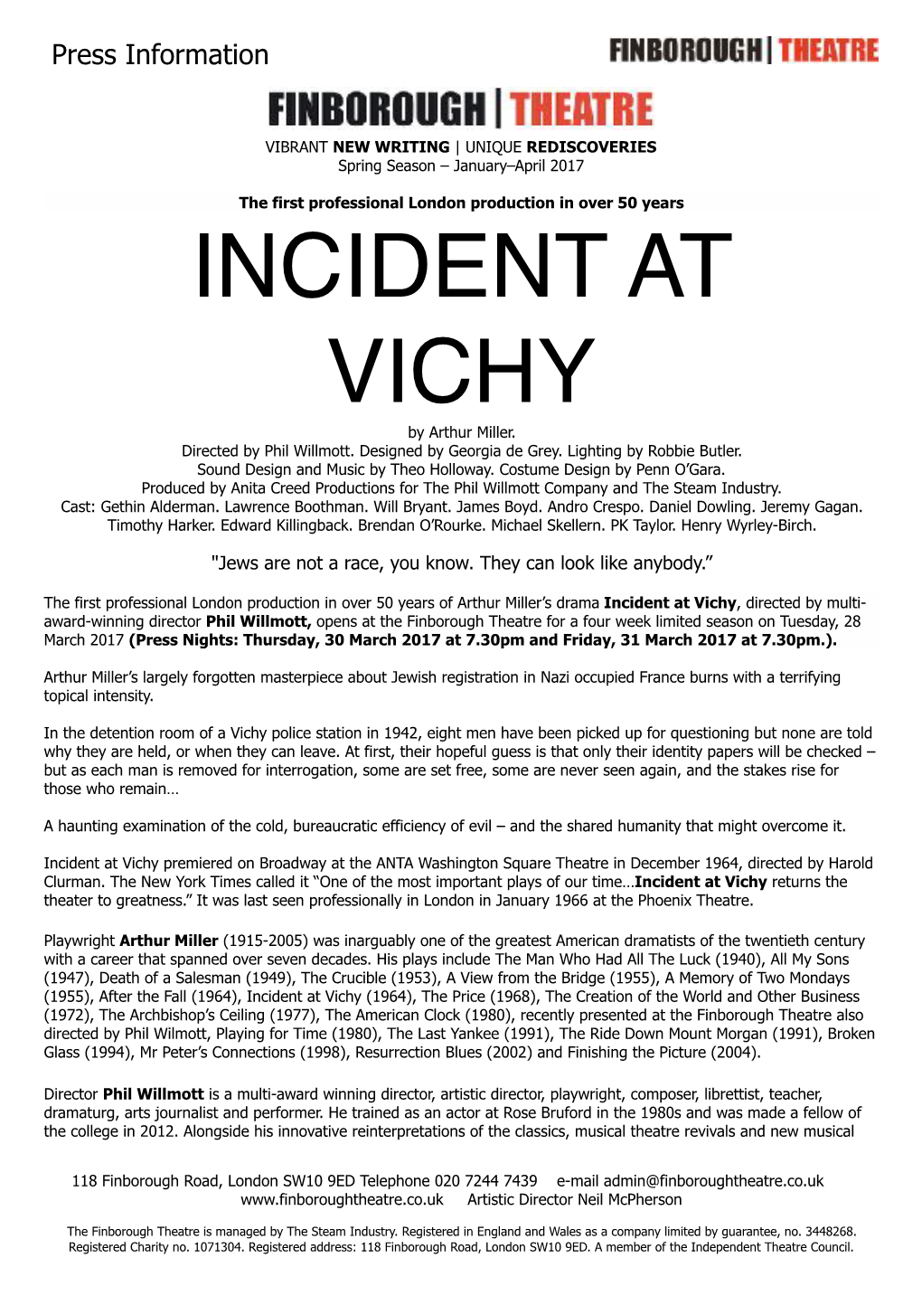 INCIDENT at VICHY by Arthur Miller