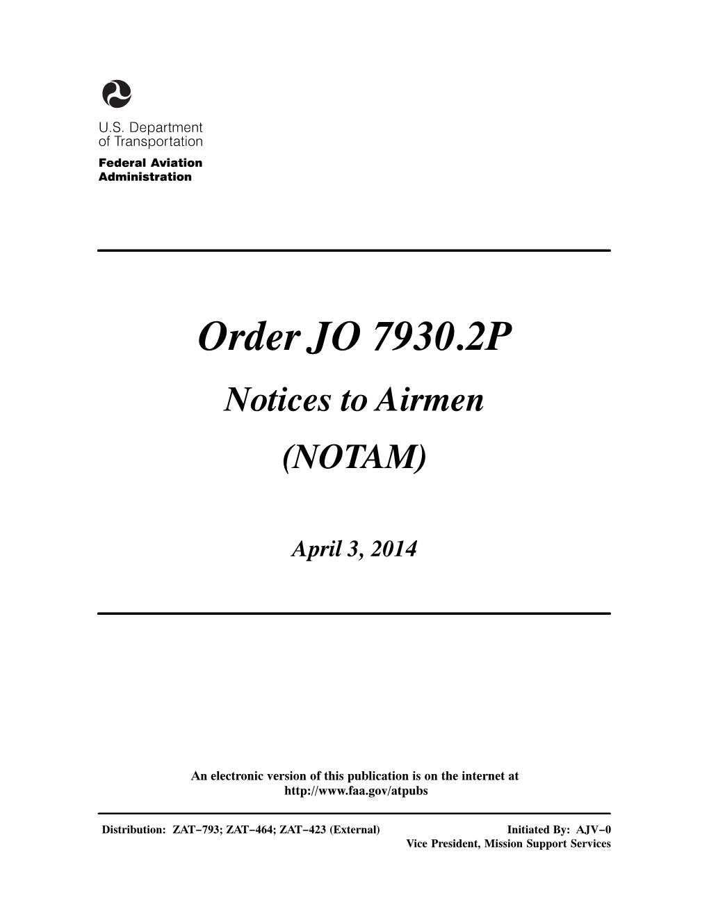 Order JO 7930.2P Notices to Airmen (NOTAM)