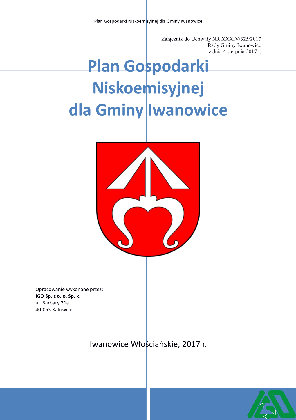 Plan Gospodarki Niskoemisyjnej Dla Gminy Iwanowice