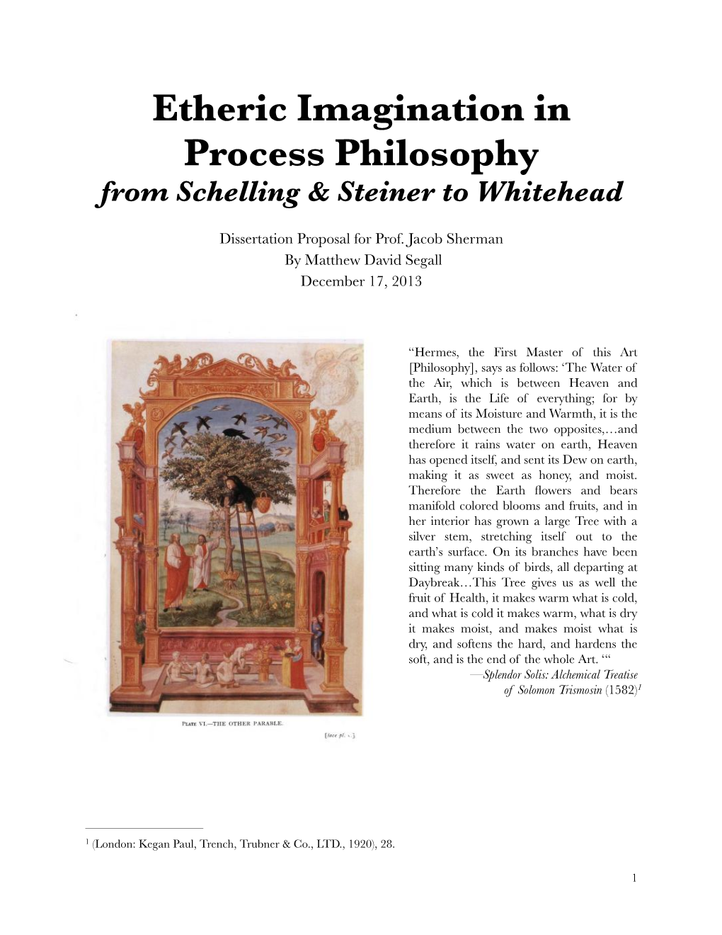 Etheric Imagination in Process Philosophy from Schelling And