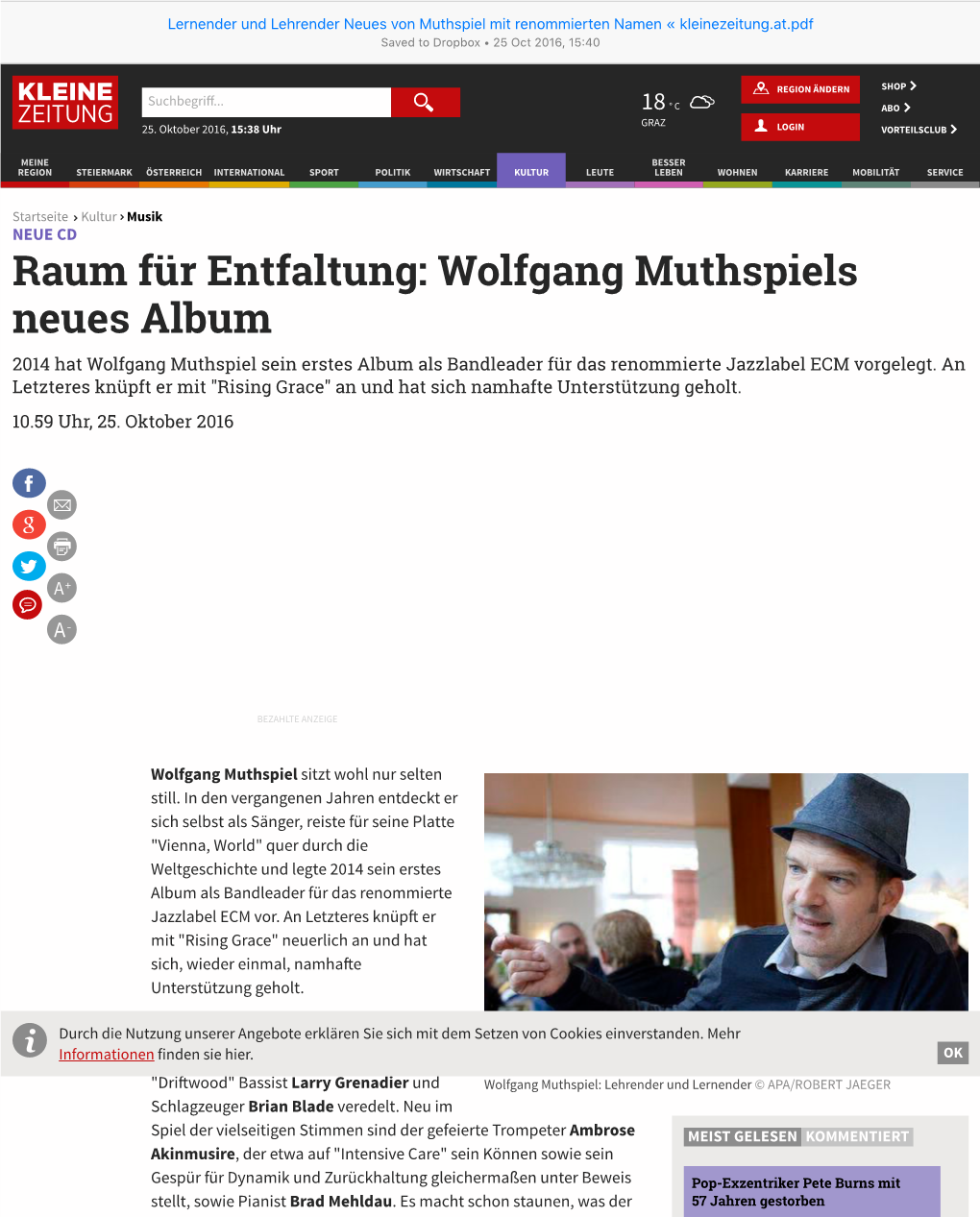 Wolfgang Muthspiels Neues Album Raum Für Entfaltung