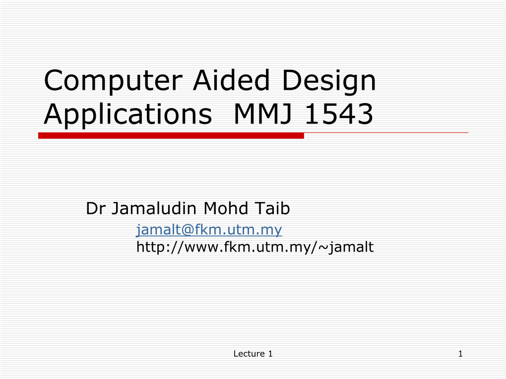 Computer Aided Design Applications MMJ 1543