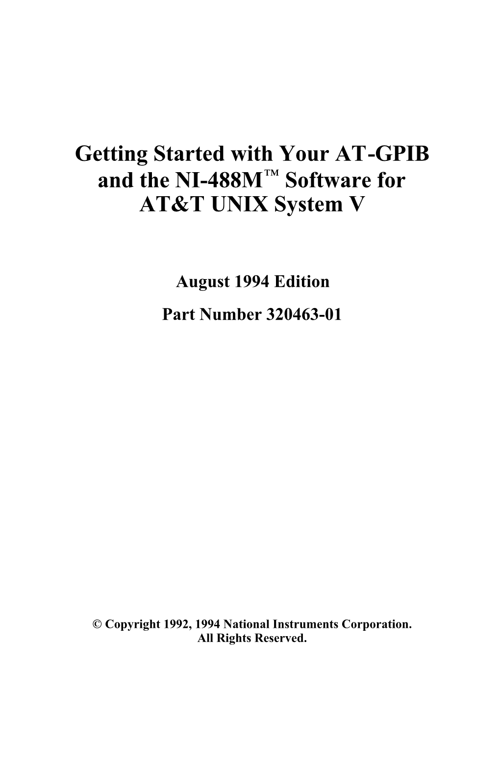 AT-GPIB and NI-488M for AT&T UNIX System V
