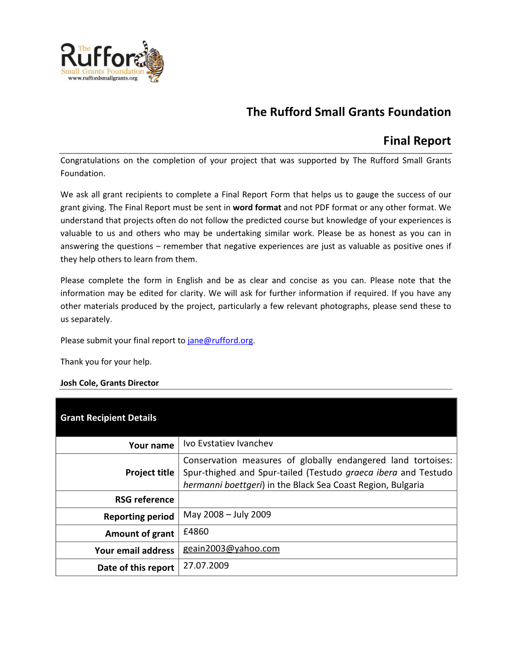 The Rufford Small Grants Foundation