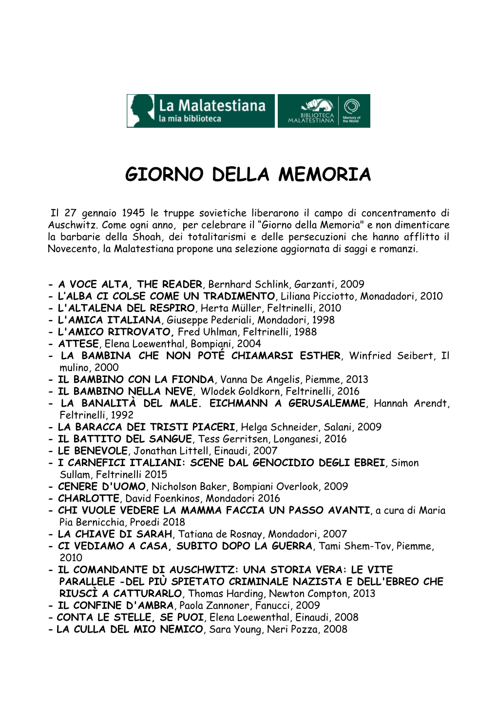 Giorno Della Memoria