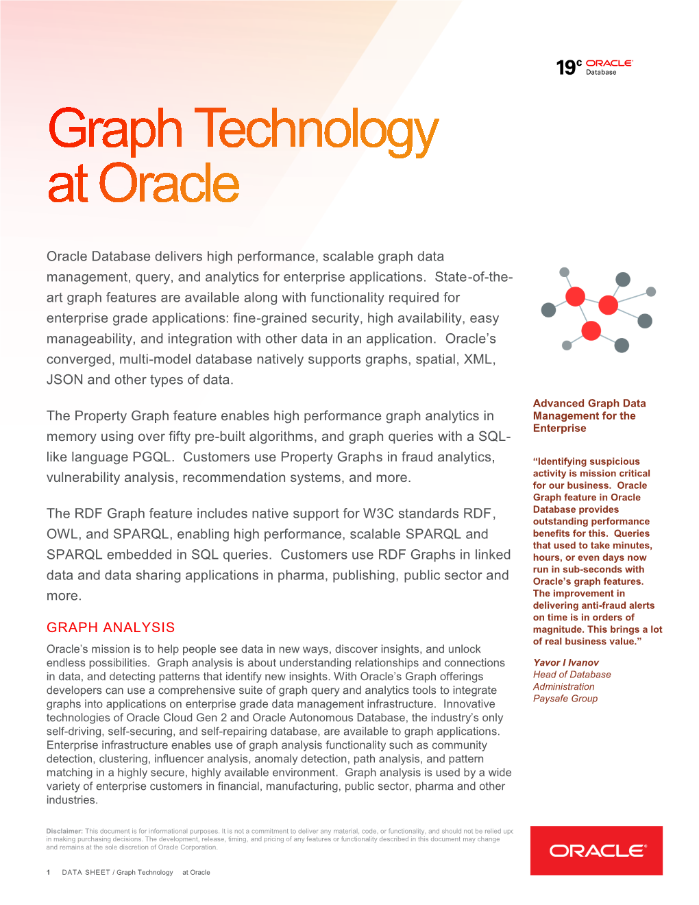 Graph Technology at Oracle Data Sheet