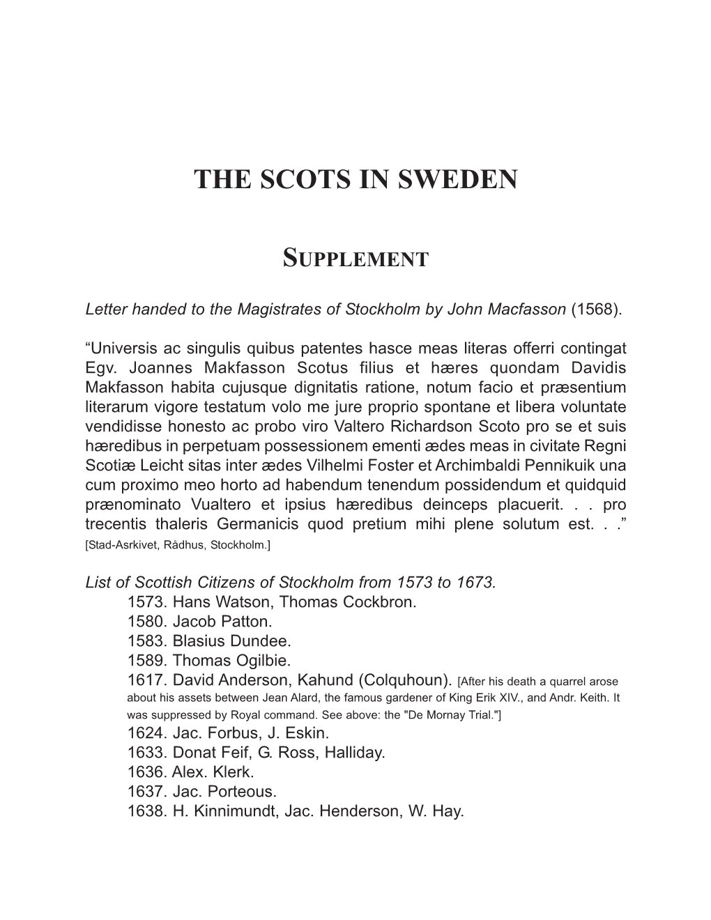 The Scots in Sweden