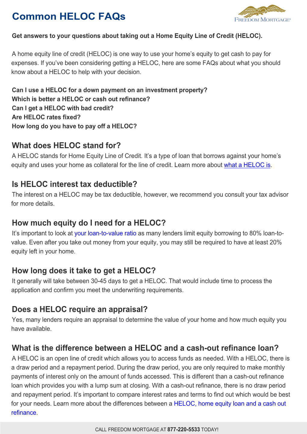 Common HELOC Faqs