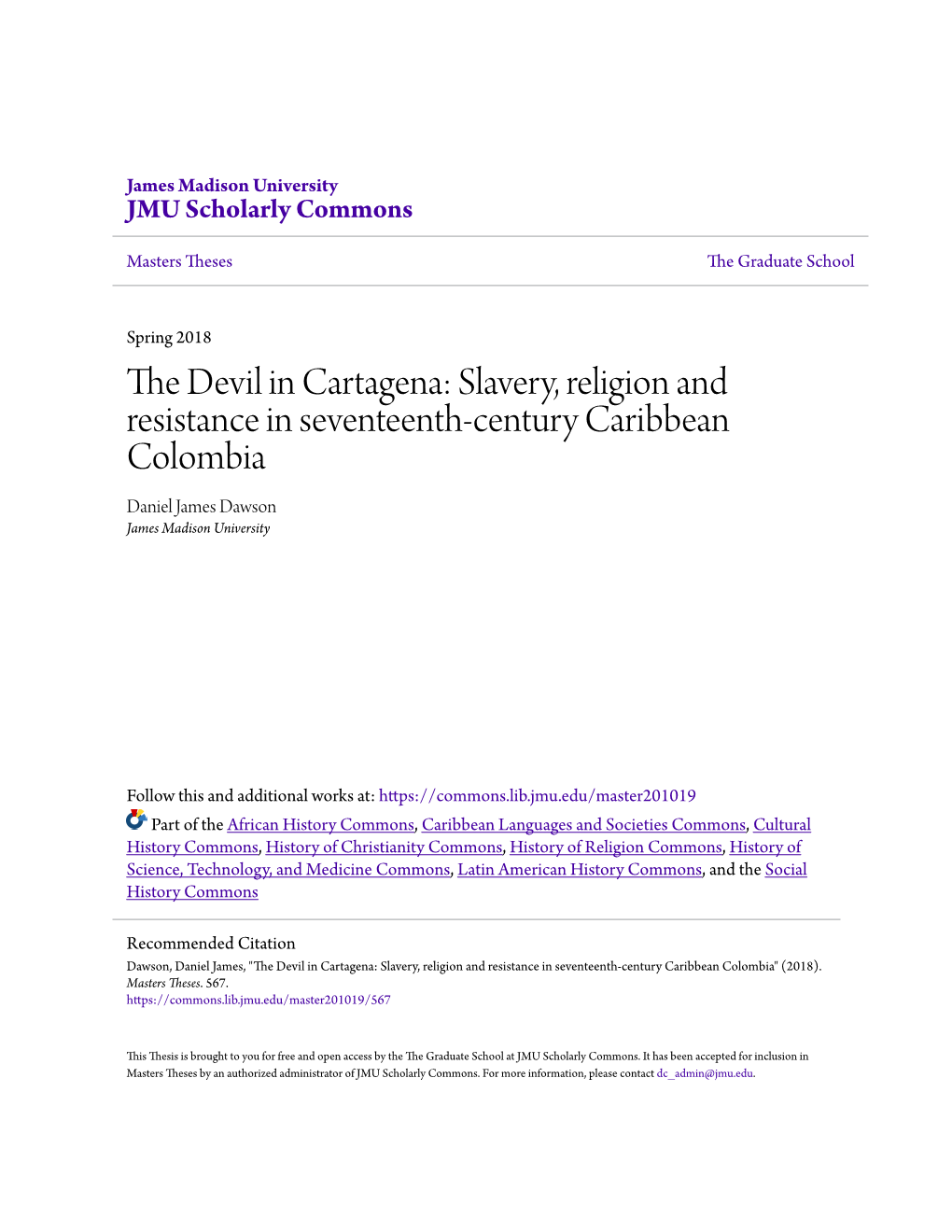 The Devil in Cartagena: Slavery, Religion and Resistance in Seventeenth-Century Caribbean Colombia