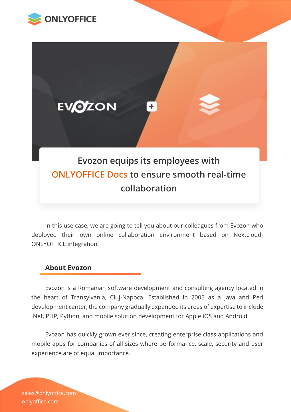 Evozon Equips Its Employees with ONLYOFFICE Docs to Ensure Smooth Real-Time Collaboration