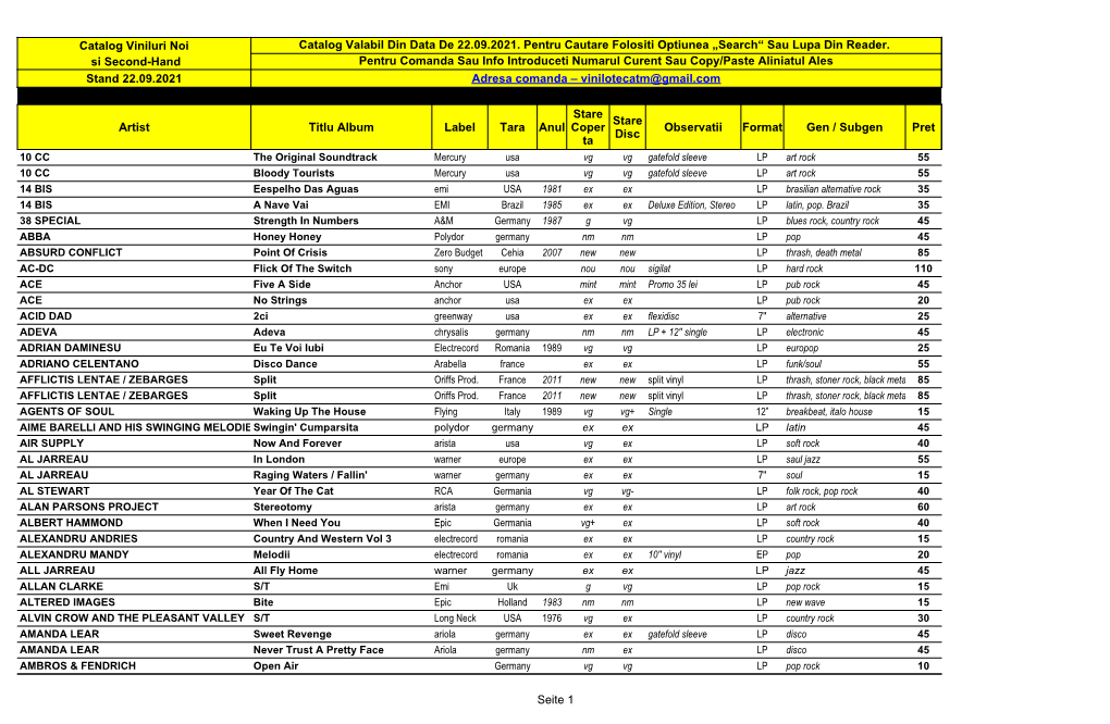 Seite 1 Catalog Viniluri Noi Catalog Valabil Din Data De