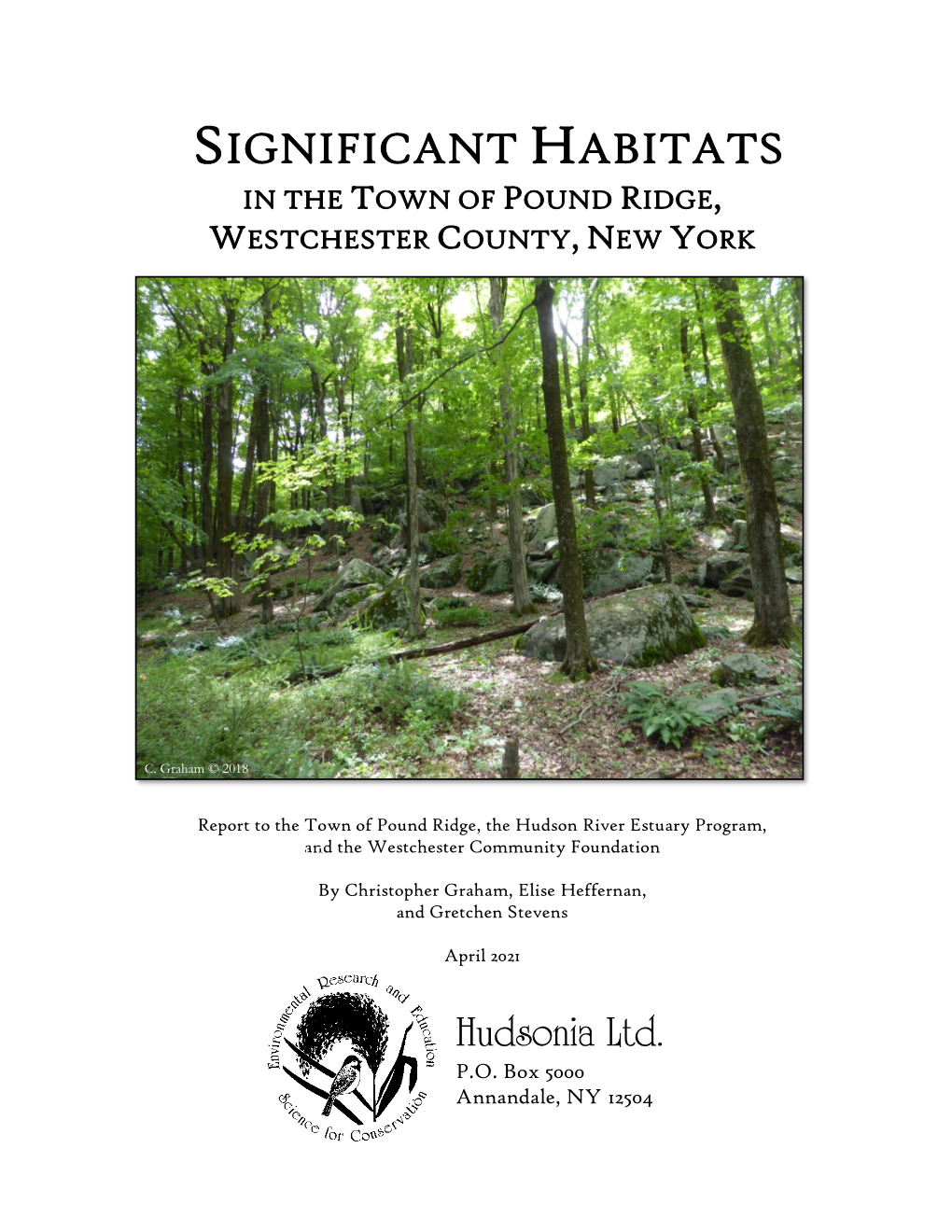 Significant Habitats in the Town of Pound Ridge, Westchester County, New York