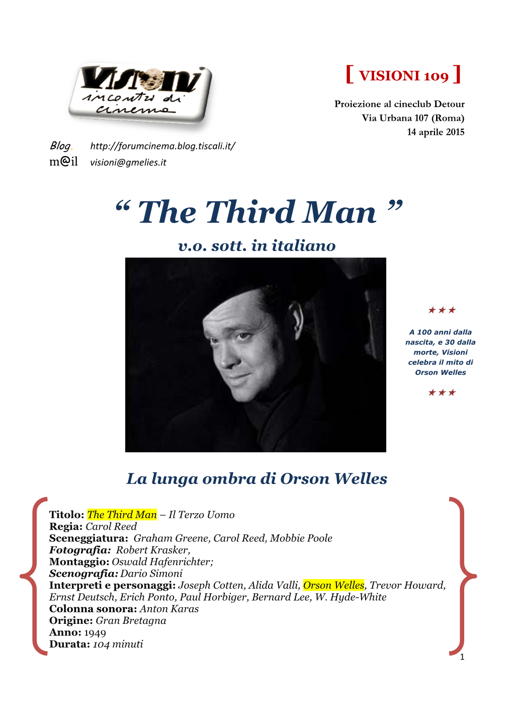 “ the Third Man ” V.O