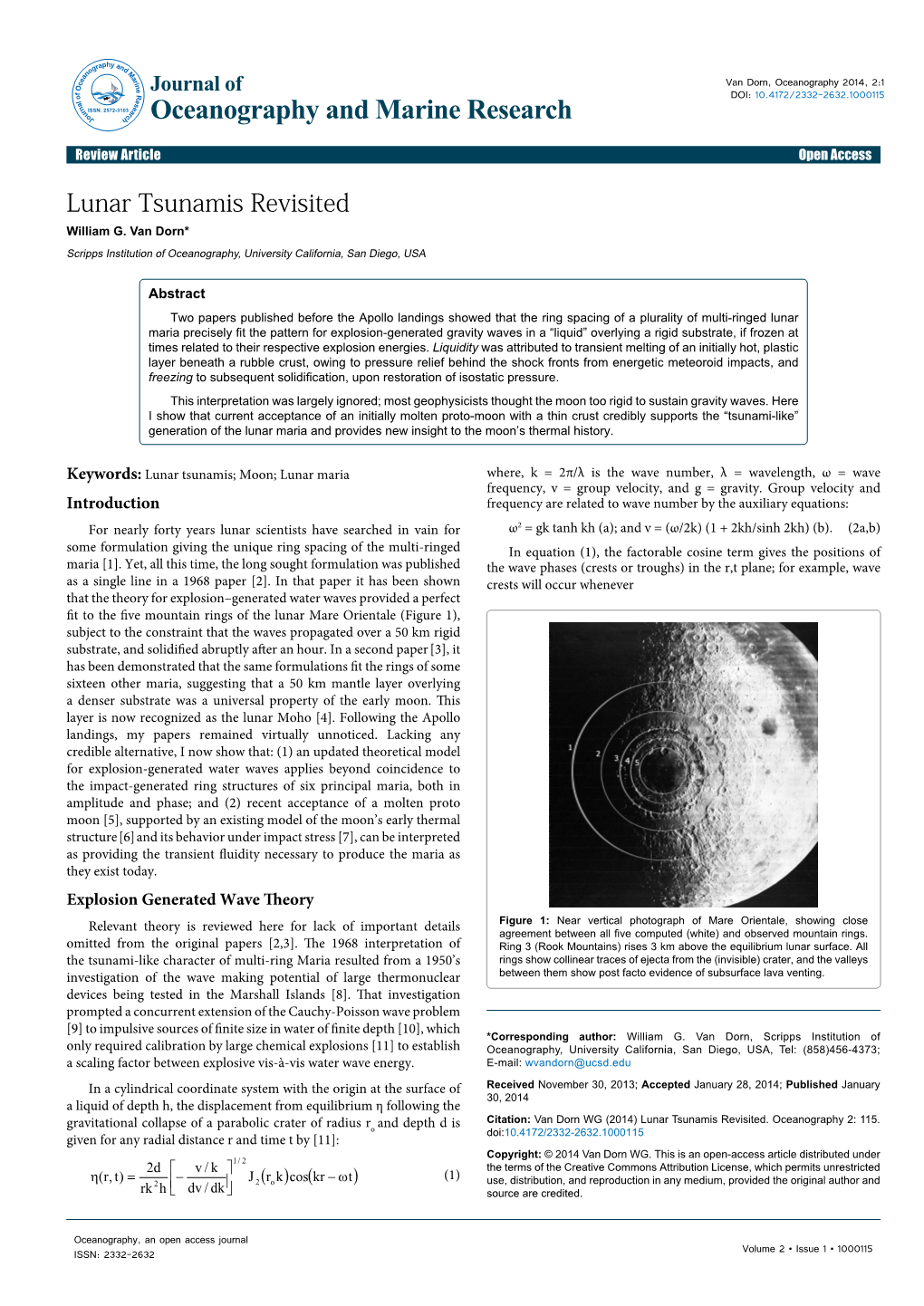 Lunar Tsunamis Revisited William G