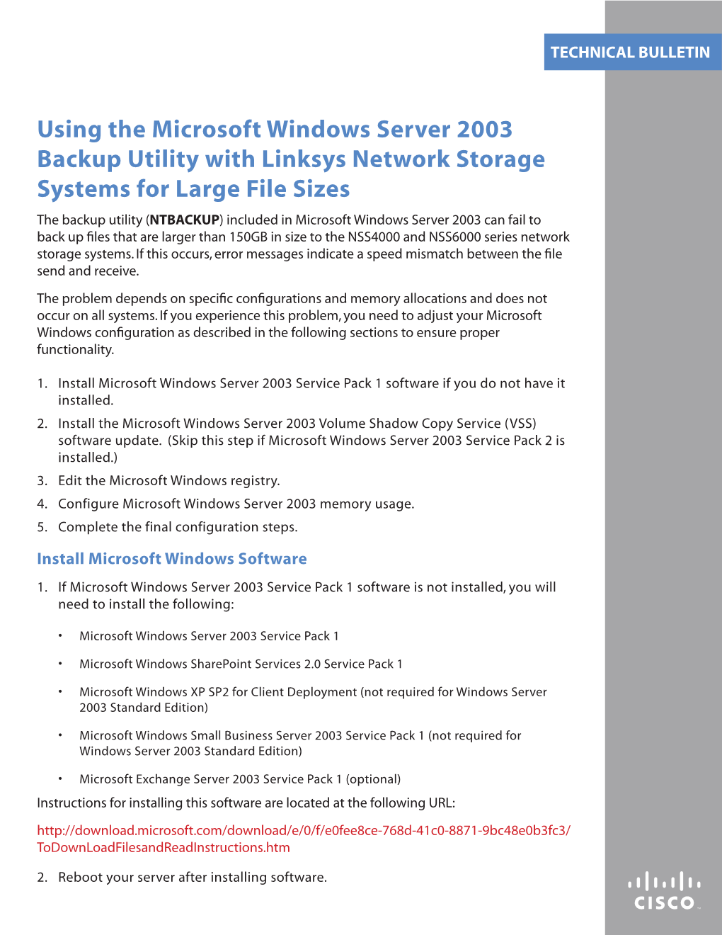 Using the Microsoft Windows Server 2003 Backup Utility with Linksys