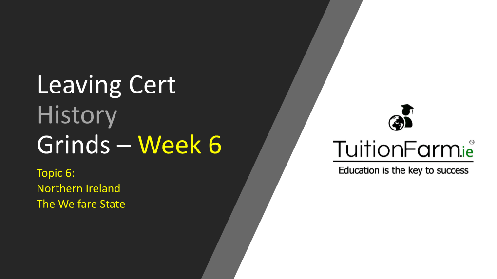 Leaving Cert History Grinds – Week 6 Topic 6: Northern Ireland the Welfare State Leaving Cert Sound & Visual Check